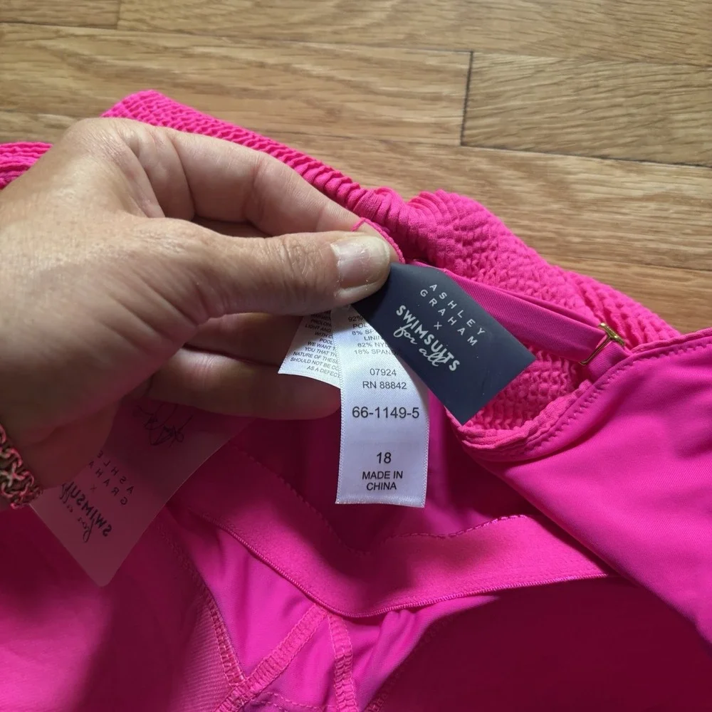 Ashley Graham Swimsuit Womens 18 Barbie Pink Cutout For All One Piece NWT Sexy